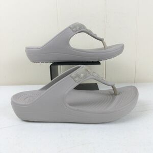 Crocs Women Sloane Crystal Platform Sandals Size 9 Gray Slip On Thong Slide